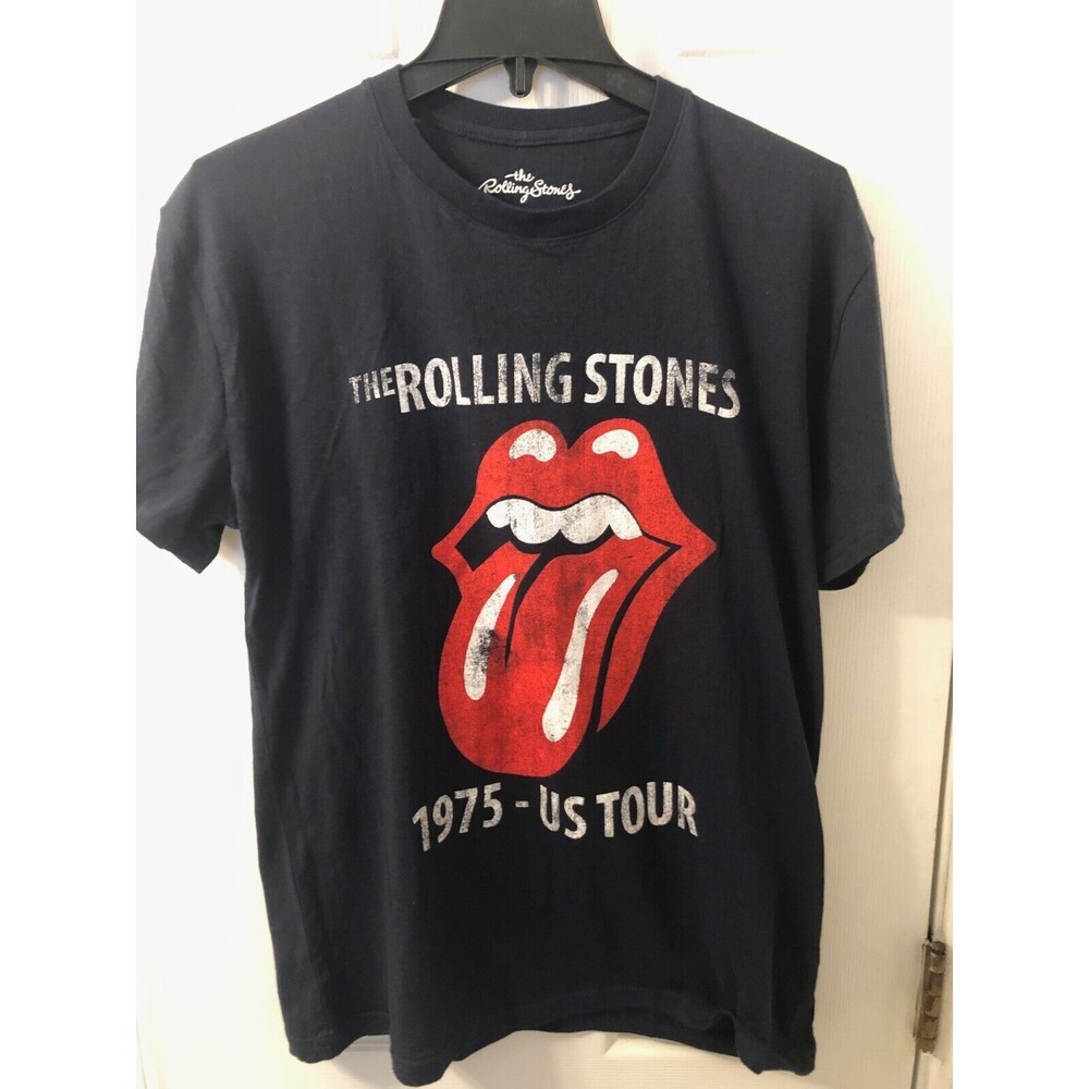 The Rolling Stones Adult Large T-shirt Navy 1975 US Tour Graphic